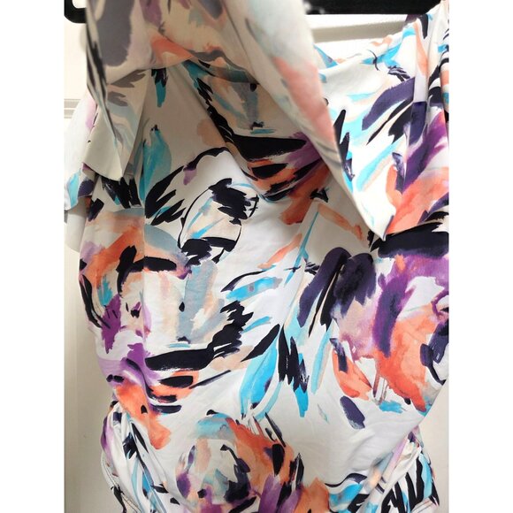 Liz Claiborne Womens 18W One-Piece Swimsuit Ruffled Floral Print Nylon/Elastane - Picture 4 of 6